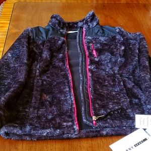 Girls medium DKNY faux fur zip up jacket